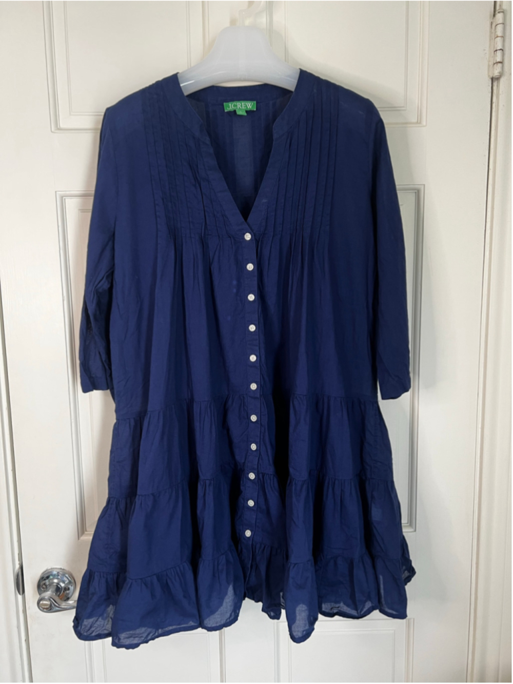 J. Crew Tiered Gauze Swim Cover-Up Navy Women's L